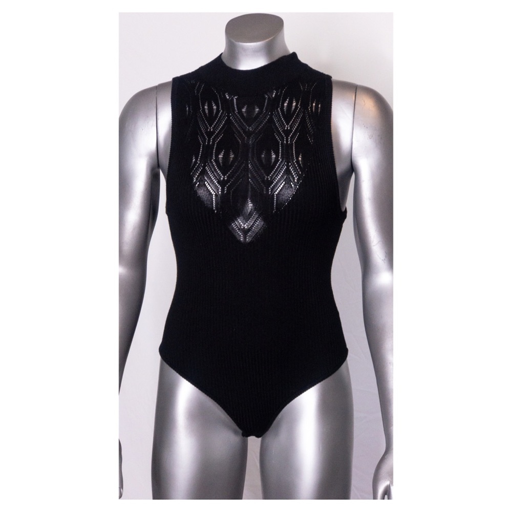 NWT Free People Black Bodysuit